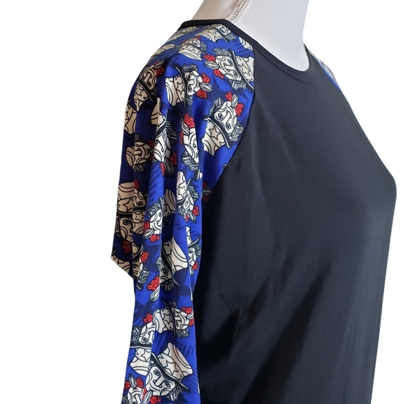 LuLaRoe Uncle Sam Print Raglan Shirt Size Small Long Sleeved July 4 Patriotic - Picture 2 of 12